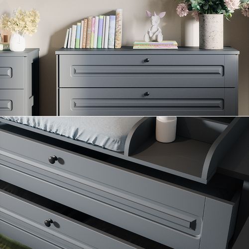 Commode à Langer Ajaton 50169 Gris 133x98.4cm Avec 3 Tiroirs