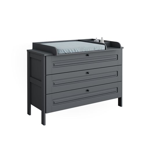 Commode à Langer Ajaton 50169 Gris 133x98.4cm Avec 3 Tiroirs