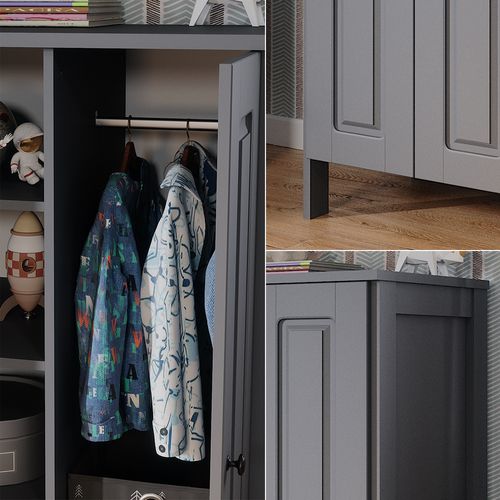 Armoire Pour Enfants Ajaton, Gris, 70x120.6cm