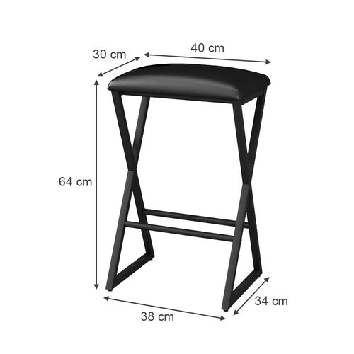 Tabouret De Bar Vault 50191 Noir 40x64cm 2 Pièces