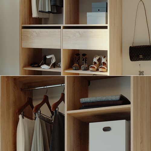 Armoire à Vêtements Elmo 50197 Sonoma 100x200cm Avec 2 Tiroirs