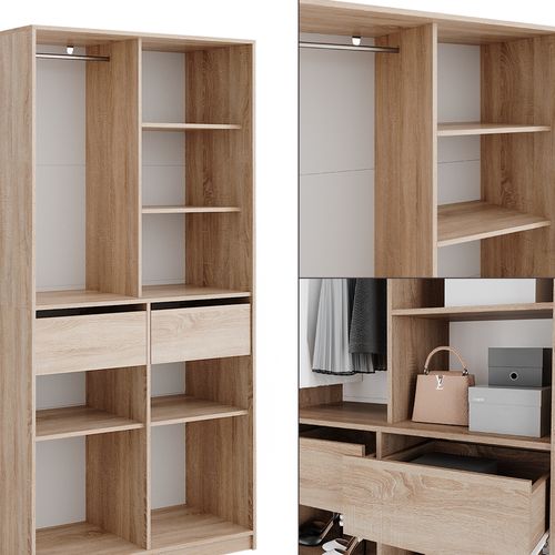 Armoire à Vêtements Elmo 50197 Sonoma 100x200cm Avec 2 Tiroirs