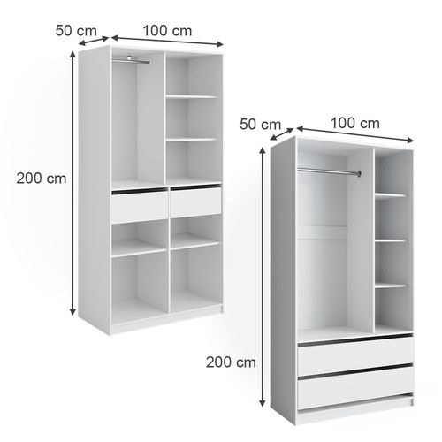 Armoire à Vêtements Elmo 50203 Blanc 100x200cm Lot De 2