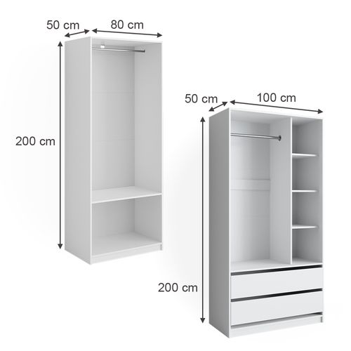 Armoire à Vêtements Elmo 50204 Blanc 100x200cm Lot De 2
