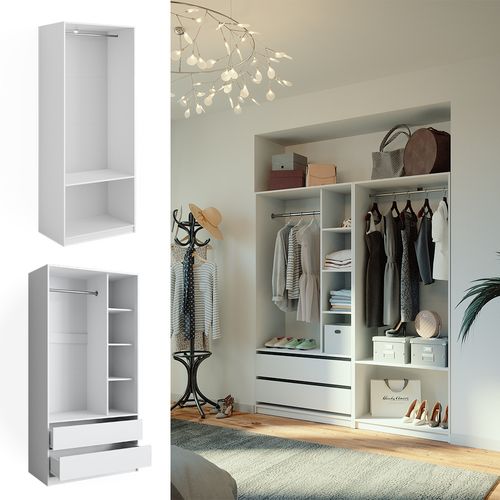 Armoire à Vêtements Elmo 50204 Blanc 100x200cm Lot De 2