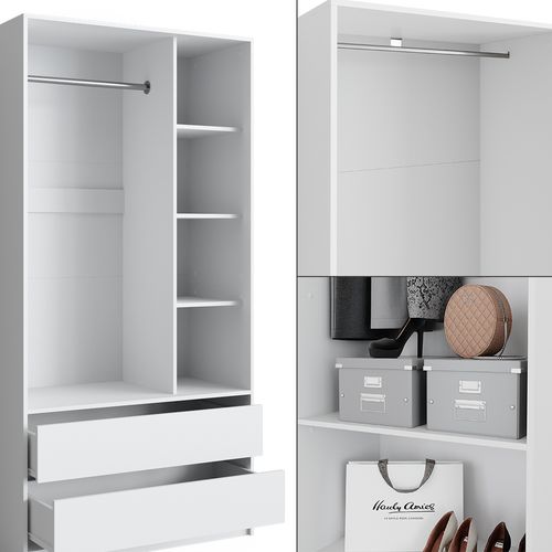 Armoire à Vêtements Elmo 50204 Blanc 100x200cm Lot De 2