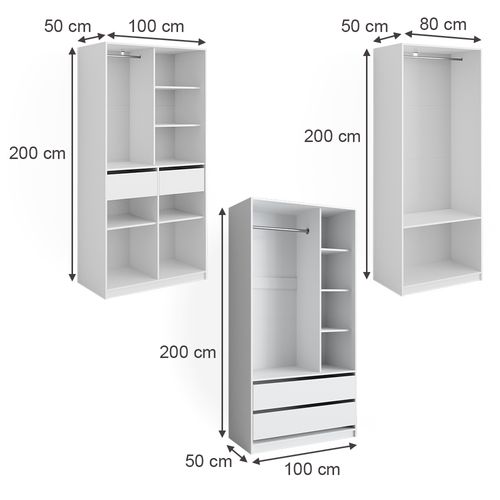 Armoire à Vêtements Elmo 50205 Blanc 100x200cm Lot De 3