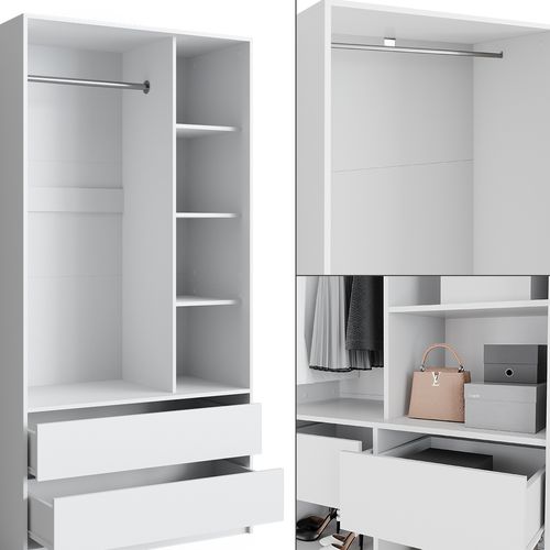Armoire à Vêtements Elmo 50205 Blanc 100x200cm Lot De 3