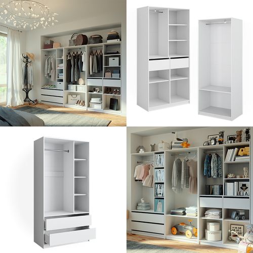 Armoire à Vêtements Elmo 50205 Blanc 100x200cm Lot De 3