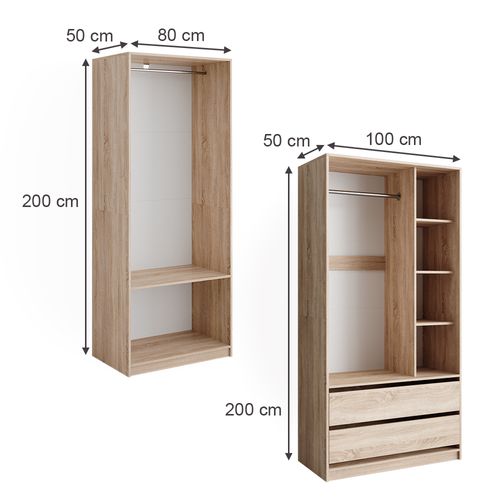 Armoire à Vêtements Elmo 50207 Sonoma 100x200cm Lot De 2