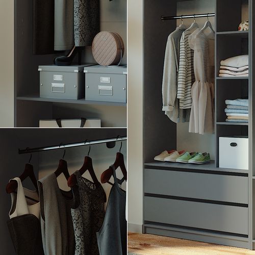 Armoire à Vêtements Elmo 50210 Anthracite 100x200cm Lot De 2