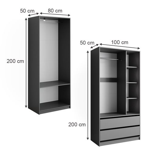 Armoire à Vêtements Elmo 50210 Anthracite 100x200cm Lot De 2