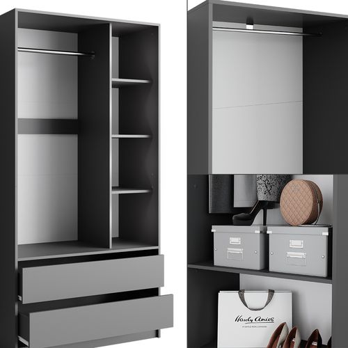 Armoire à Vêtements Elmo 50210 Anthracite 100x200cm Lot De 2