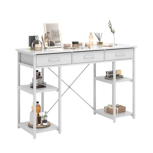 Coiffeuse Chino 50215 Blanc 120cm Avec 3 Tiroirs