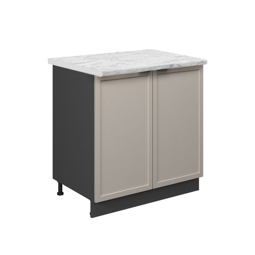 Meuble Bas Sous-évier Fame-line 50250 Grisbeige 80cm Avec Étagère, Pt Marbre