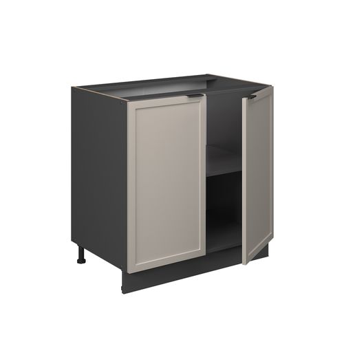 Meuble Bas Sous-évier Fame-line 50250 Grisbeige 80cm Avec Étagère, Pt Marbre