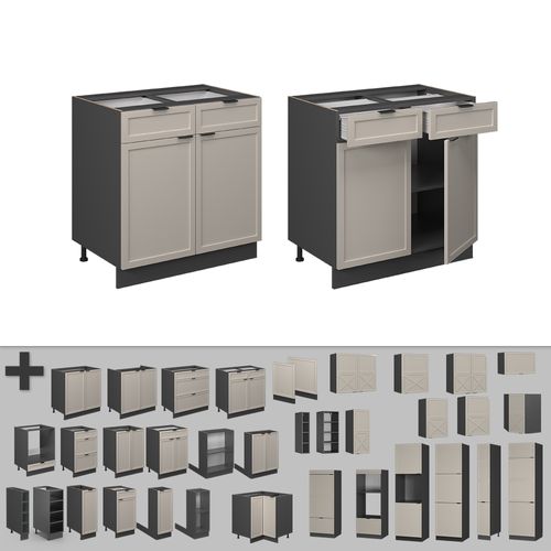 Meuble Cuisine Fame-line 50259 Grisbeige 80cm Sans Pt