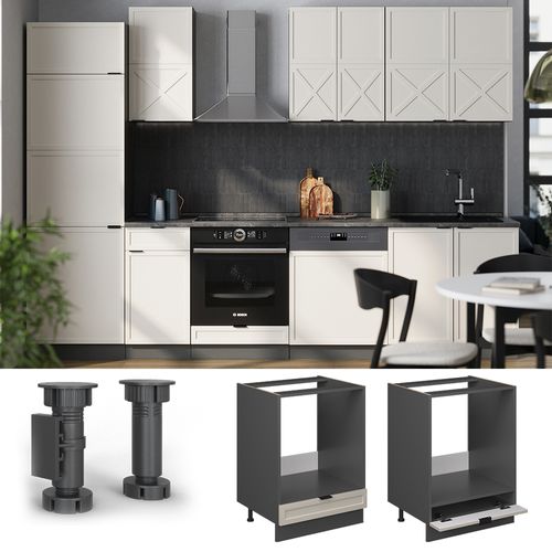 Meuble Pour Four Fame-line 50269 Grisbeige 60cm , Pt Chêne