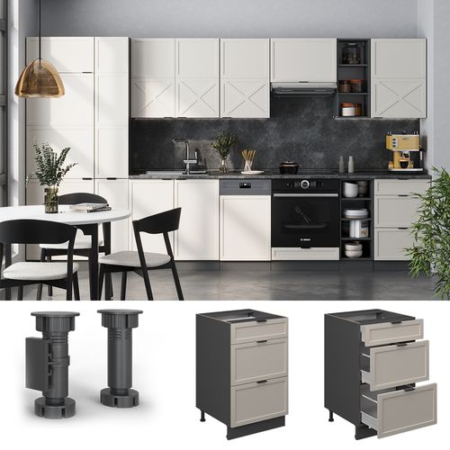 Meuble Cuisine Fame-line 50272 Grisbeige 50cm , Pt Anthracite