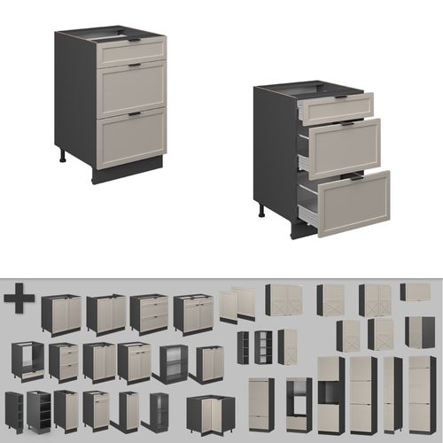 Meuble Cuisine Fame-line 50273 Grisbeige 50cm , Pt Chêne