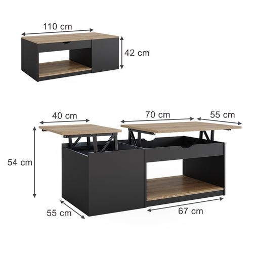 Table Basse Avela 50593 Noir 55x110cm