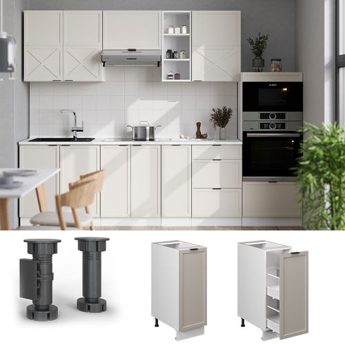 Meuble De Cuisine Fame-line 50288 Grisbeige 30cm , Pt Marbre