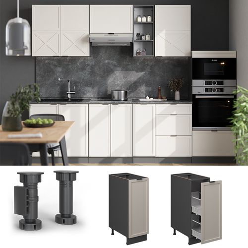 Meuble De Cuisine Fame-line 50291 Grisbeige 30cm , Pt Chêne