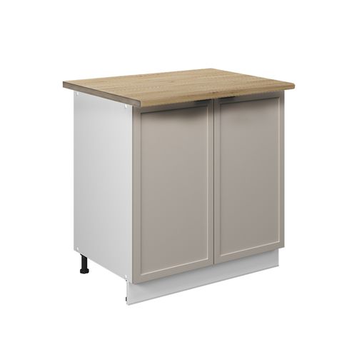 Meuble Bas Sous-évier Fame-line 50297 Grisbeige 80cm Avec Étagère, Pt Chêne