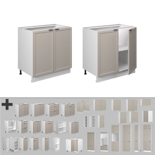 Meuble Bas Sous-évier Fame-line 50297 Grisbeige 80cm Avec Étagère, Pt Chêne