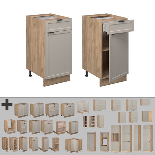 Meuble Cuisine Fame-line 50300 Grisbeige 40cm , Pt Anthracite