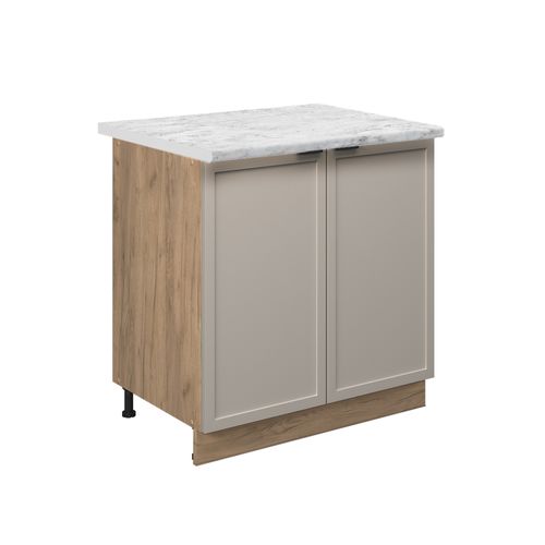 Meuble Bas De Cuisine Fame-line 50310 Grisbeige 80cm Avec Étagère, Pt Marbre