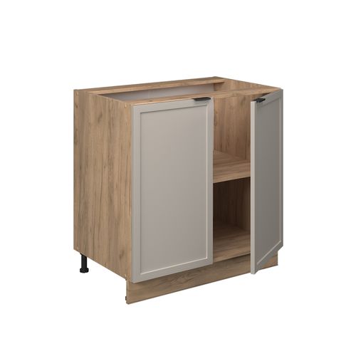 Meuble Bas De Cuisine Fame-line 50310 Grisbeige 80cm Avec Étagère, Pt Marbre
