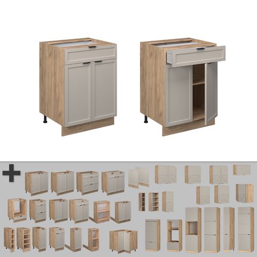 Meuble Cuisine Fame-line 50311 Grisbeige 60cm Avec Tiroir, Sans Pt