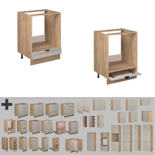 Meuble Pour Four Fame-line 50328 Grisbeige 60cm , Pt Anthracite