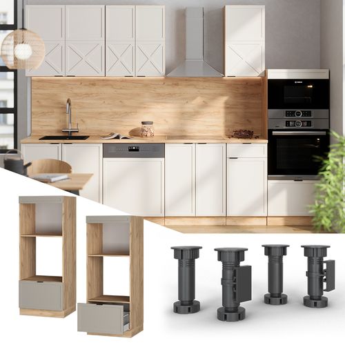 Armoire Micro-ondes Fame-line 50385 Grisbeige 60cm Ouvert