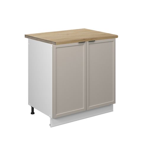 Meuble Bas Sous-évier Fame-line 50400 Grisbeige 80cm , Pt Chêne