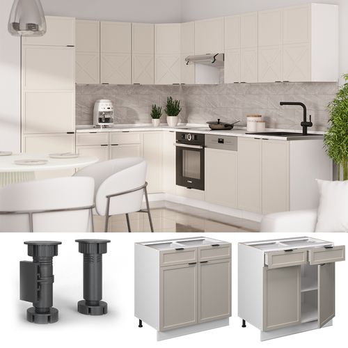 Meuble Cuisine Fame-line 50422 Grisbeige 80cm , Pt Chêne