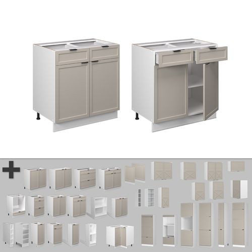 Meuble Cuisine Fame-line 50423 Grisbeige 80cm , Pt Marbre