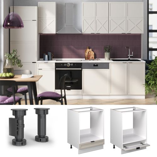 Meuble Pour Four Fame-line 50430 Grisbeige 60cm , Pt Anthracite