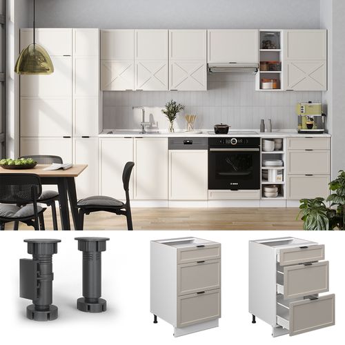 Meuble Cuisine Fame-line 50434 Grisbeige 50cm , Pt Anthracite