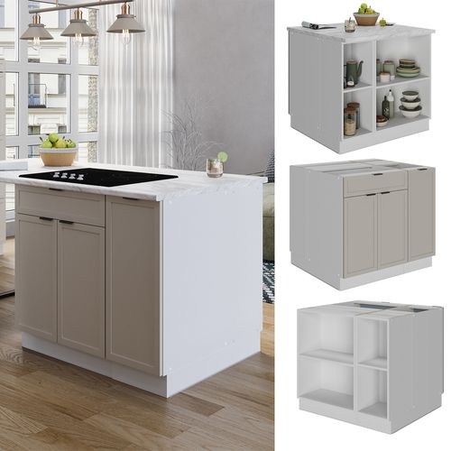 Îlot De Cuisine Fame-line 50561 Grisbeige 90cm Avec Tiroir, Sans Pt