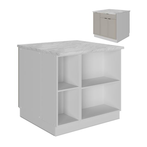 Îlot De Cuisine Fame-line 50561 Grisbeige 90cm Avec Tiroir, Sans Pt