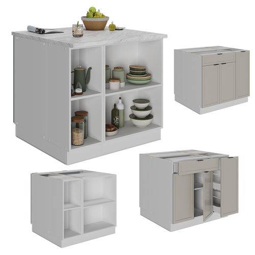 Îlot De Cuisine Fame-line 50561 Grisbeige 90cm Avec Tiroir, Sans Pt