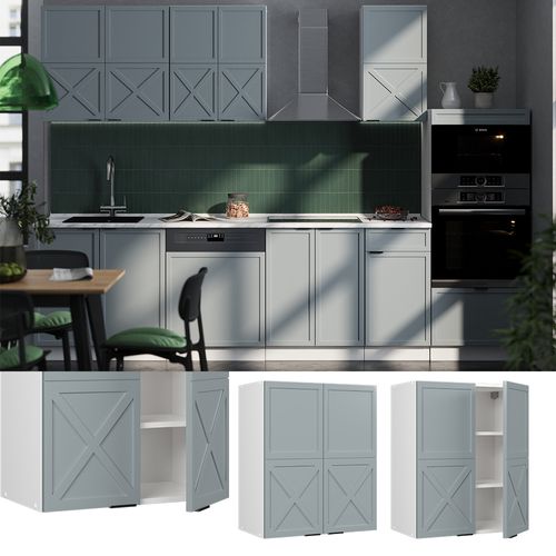 Elément Haut De Cuisine Fame-line 50608 Bleu Clair-gris 60cm