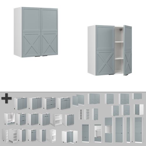 Elément Haut De Cuisine Fame-line 50608 Bleu Clair-gris 60cm