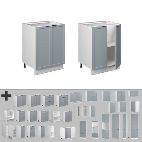 Meuble Bas De Cuisine Fame-line 50620 Bleu Clair-gris 60cm , Pt Chêne