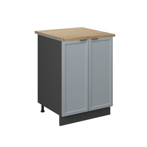 Meuble Bas De Cuisine Fame-line 50636 Bleu Clair-gris 60cm , Pt Chêne