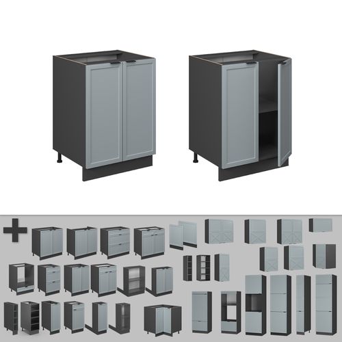 Meuble Bas De Cuisine Fame-line 50636 Bleu Clair-gris 60cm , Pt Chêne