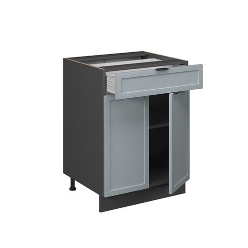 Meuble Cuisine Fame-line 50651 Bleu Clair-gris 60cm Avec Tiroir, Pt Anthracite