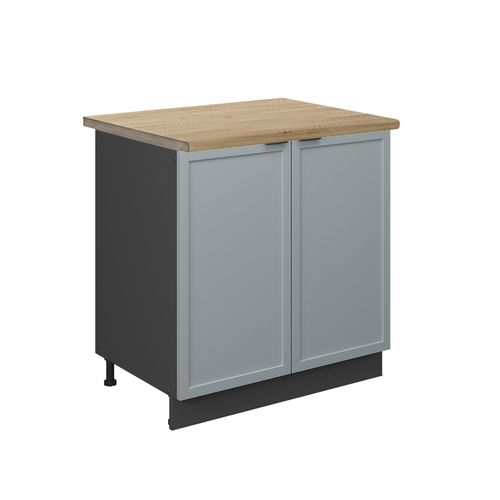 Meuble Bas Sous-évier Fame-line 50660 Bleu Clair-gris 80cm , Pt Chêne